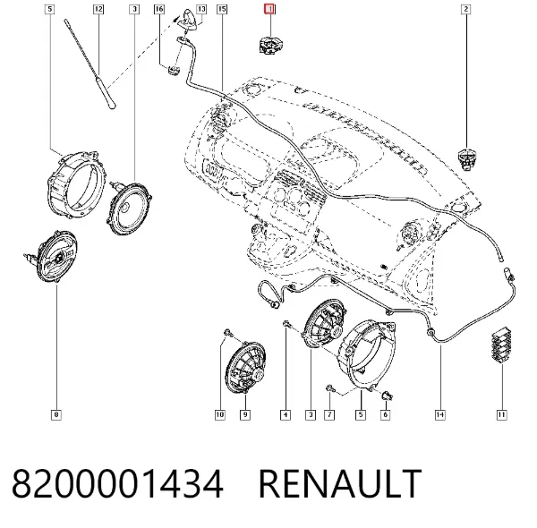 Altavoz de salpicadero 8200001434 Renault (RVI)