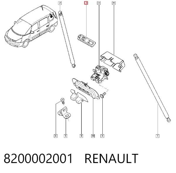 Tirador de puerta de maletero exterior 8200002001 Renault (RVI)