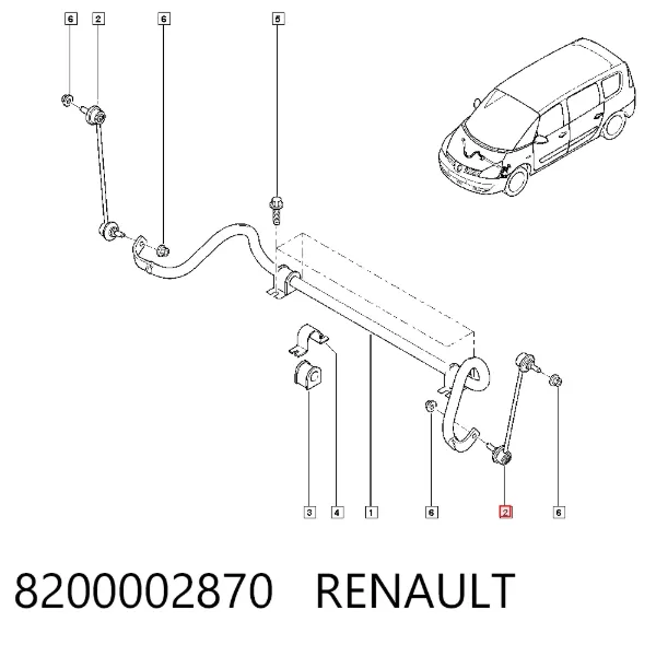 Bieleta estabilizadora delantera 8200002870 Renault (RVI)