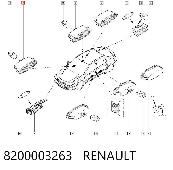 Luz de techo interior (cabina) 8200003263 Renault (RVI)