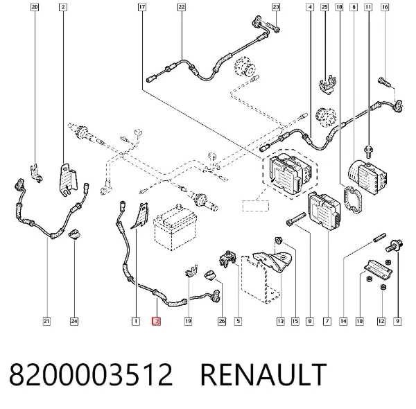 Sensor ABS 8200003512 Renault (RVI)