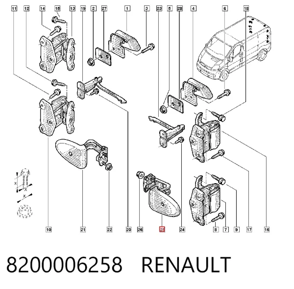 Limitador de apertura de puerta del maletero (furgoneta) 8200006258 Renault (RVI)