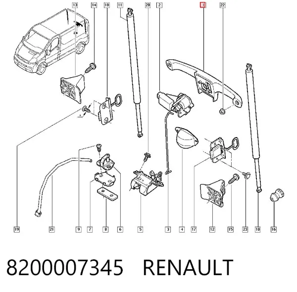 Tirador de puerta de maletero exterior 8200007345 Renault (RVI)
