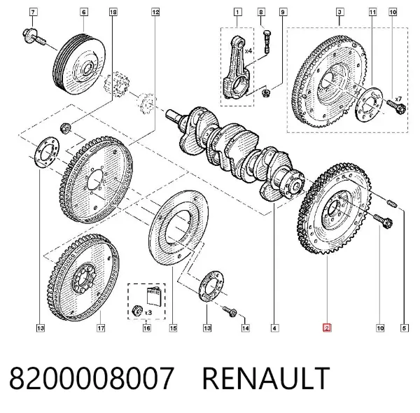 Volante motor 8200008007 Renault (RVI)