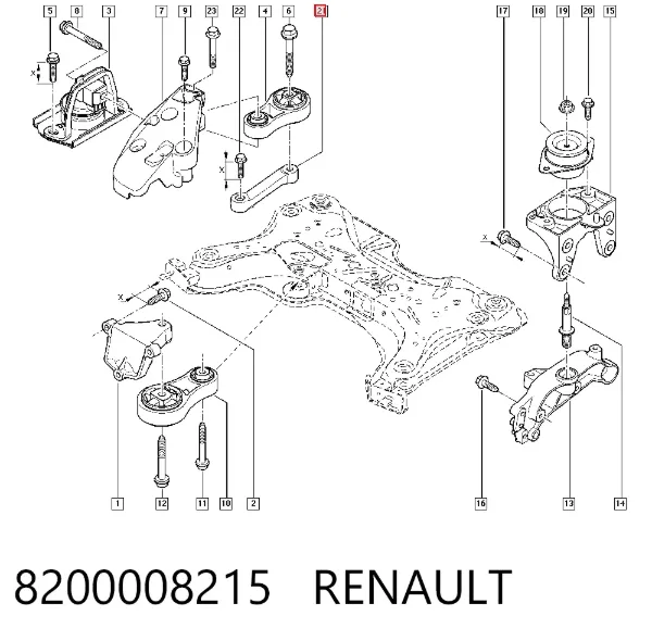 Soporte derecho del motor 8200008215 Renault (RVI)