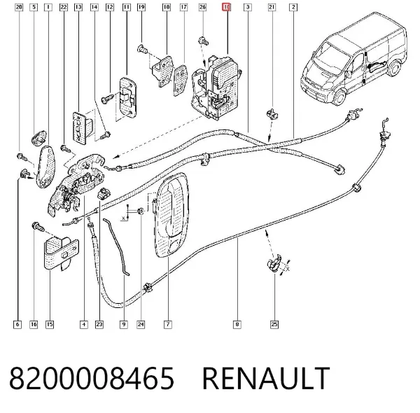 Cerradura de puerta corrediza lateral izquierda 8200008465 Renault (RVI)