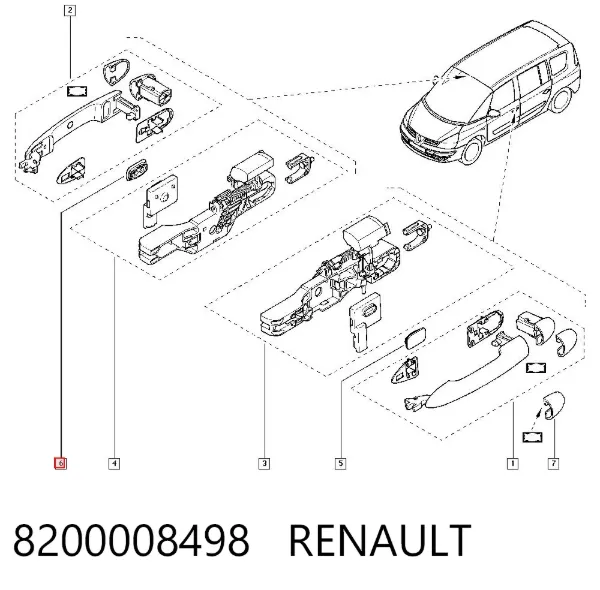 Embellecedor de la manija de puerta 8200008498 Nissan/Infiniti