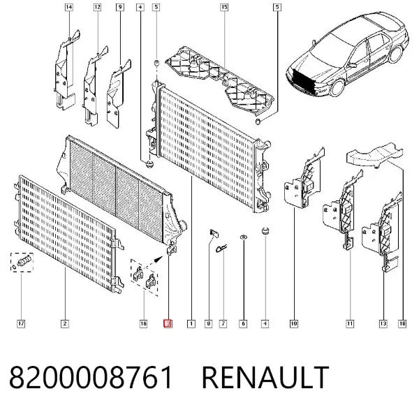 Intercooler 8200008761 Renault (RVI)
