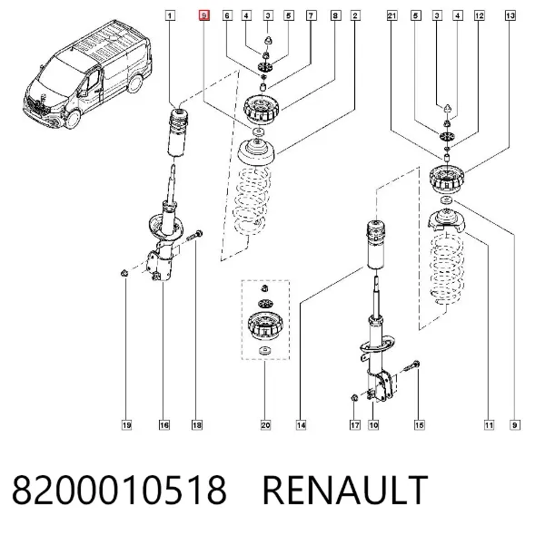 Rodamiento de soporte del amortiguador delantero 8200010518 Renault (RVI)