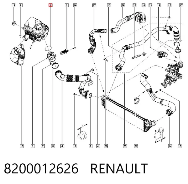 Anillo del conducto de salida de la carcasa del filtro de aire 8200012626 Renault (RVI)