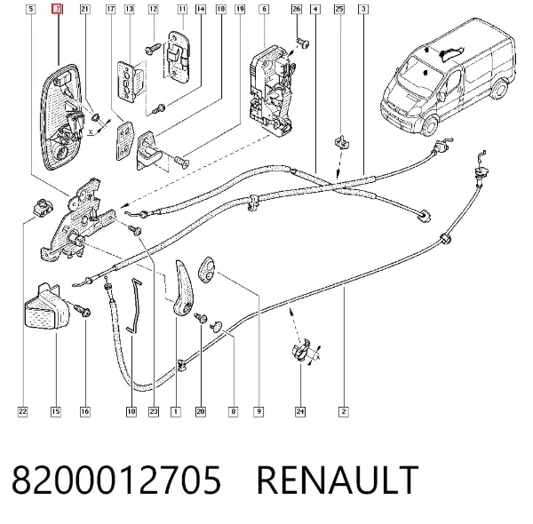 Manija exterior de puerta corrediza 8200012705 Renault (RVI)