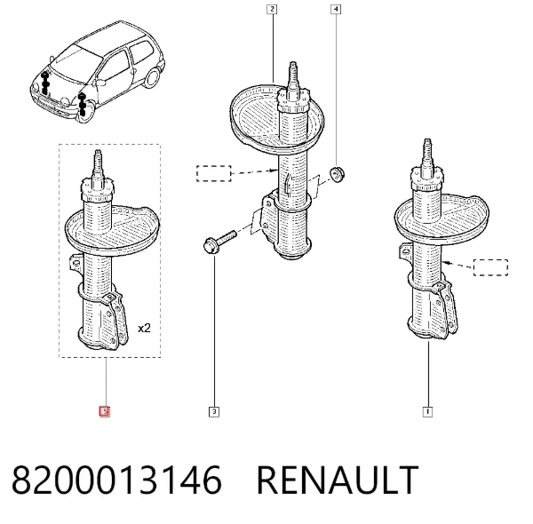 Amortiguador 8200013146 Renault (RVI)