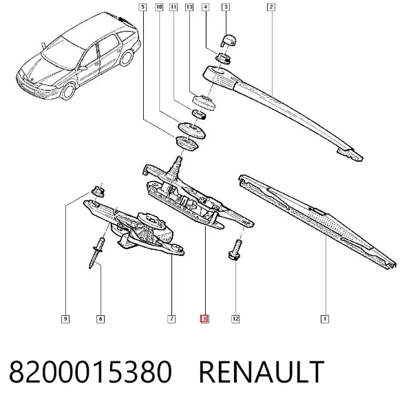 Mecanismo del limpiaparabrisas trasero 8200015380 Renault (RVI)