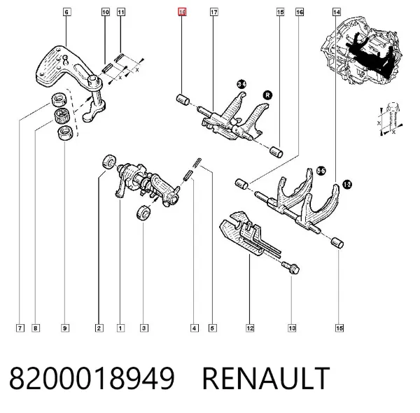 Casquillo palanca cambio 8200018949 Renault (RVI)