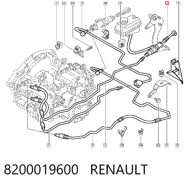 Cilindro maestro de embrague 8200019600 Renault (RVI)