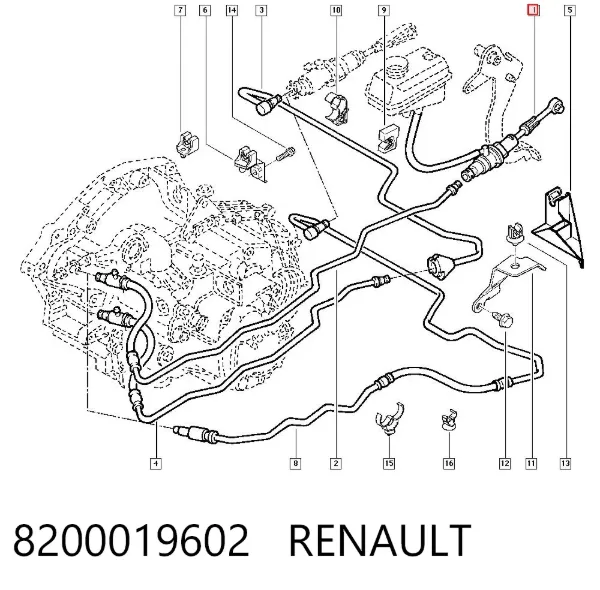 Cilindro maestro de embrague 8200019602 Renault (RVI)