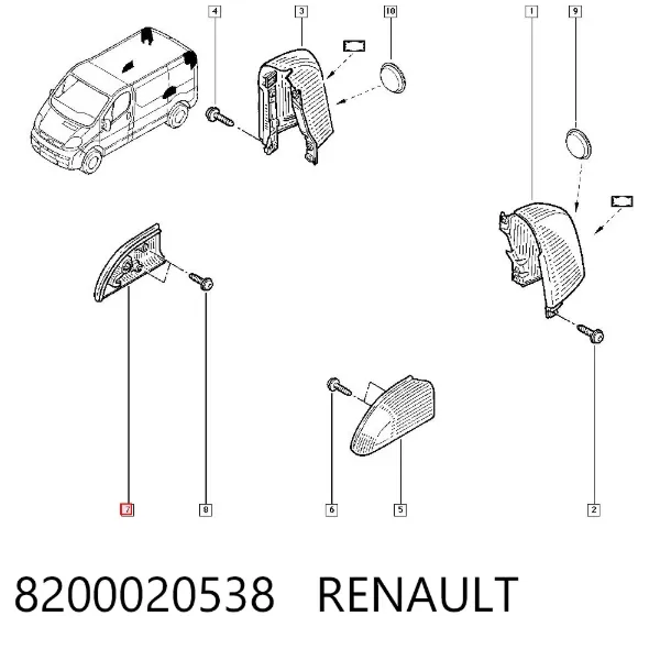 Carril guía central derecho de puerta corrediza 8200020538 Renault (RVI)