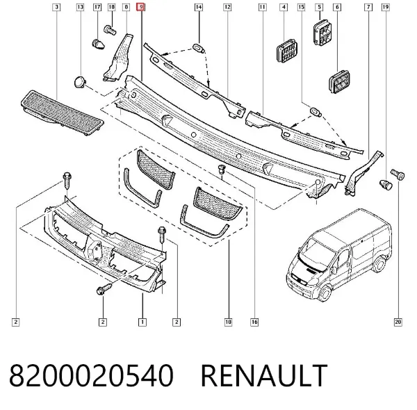 Vierteaguas 8200020540 Renault (RVI)