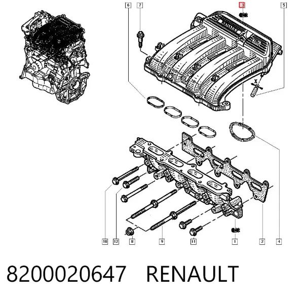 Colector de admisión 8200020647 Renault (RVI)