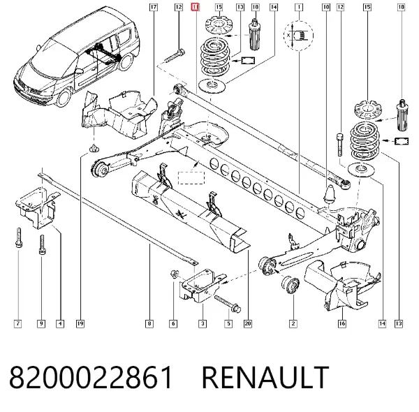Barra de torsión trasera 8200022861 Renault (RVI)