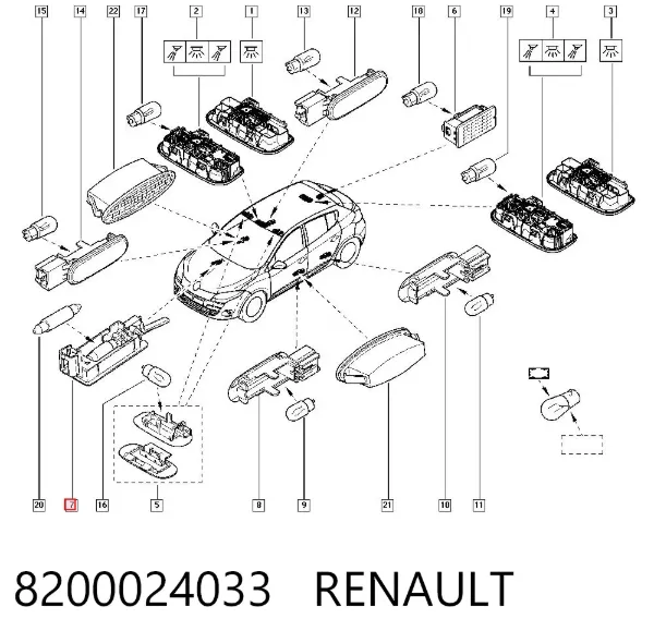 Luz de la guantera 8200024033 Renault (RVI)