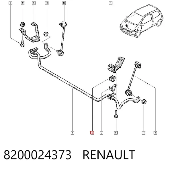 Buje de barra estabilizadora delantera 8200024373 Renault (RVI)