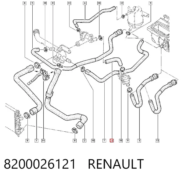 Manguera de calefacción, entrada 8200026121 Renault (RVI)