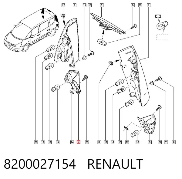Luz trasera de parachoques derecha 8200027154 Renault (RVI)
