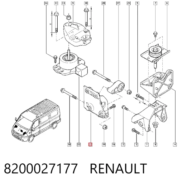Soporte del rodamiento intermedio del semieje delantero 8200027177 Renault (RVI)