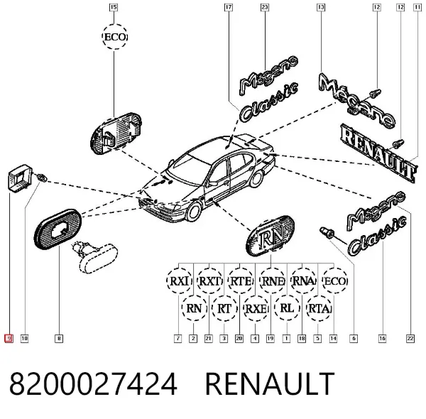 Emblema de capó 8200027424 Renault (RVI)