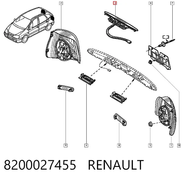 Tercera luz de freno 8200027455 Renault (RVI)