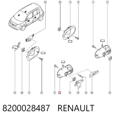 Manija interior izquierda delantera/trasera de puerta RENAULT 8200028487
