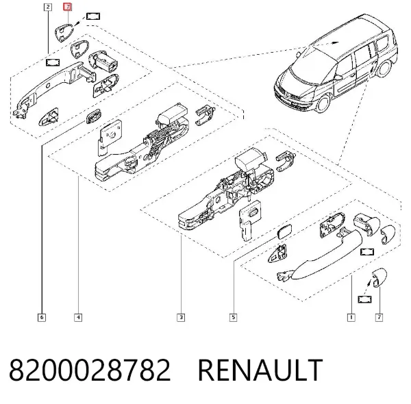 Cubierta de cilindro de cerradura de puerta 8200028782 Renault (RVI)