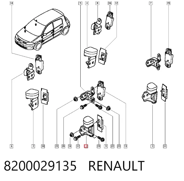Bisagra de puerta delantera izquierda 8200029135 Renault (RVI)