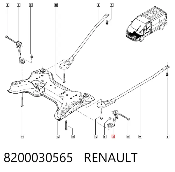 Barra de refuerzo del brazo inferior delantero izquierdo 8200030565 Renault (RVI)