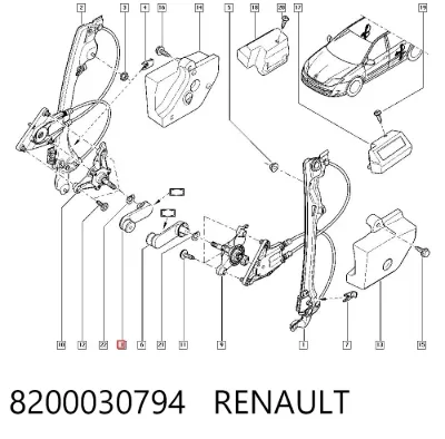 Manivela de elevalunas de puerta trasera RENAULT 8200030794