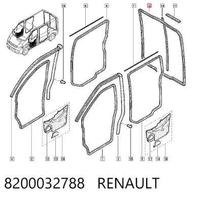 Junta de puerta trasera (en carrocería) RENAULT 8200032788
