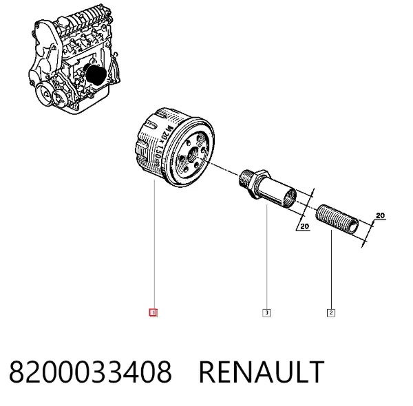 Filtro de aceite 8200033408 Renault (RVI)