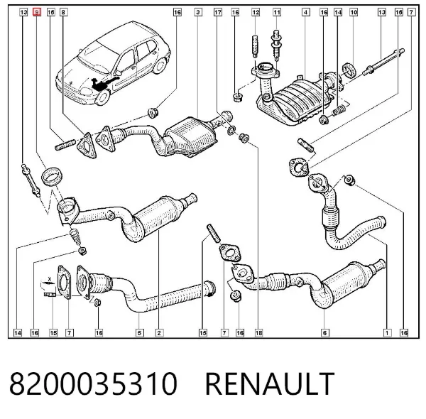 Junta de escape 8200035310 Renault (RVI)
