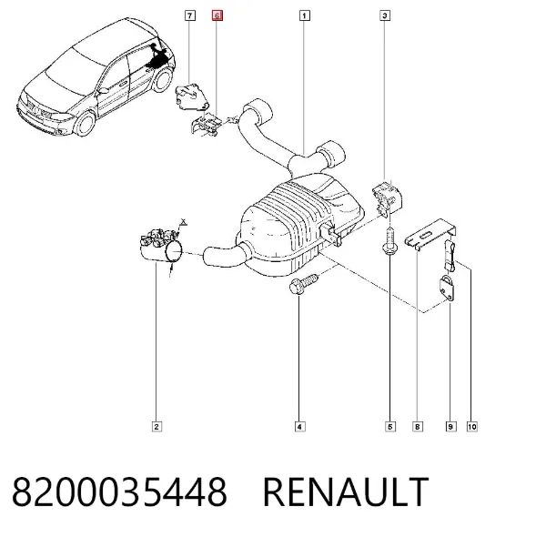 Abrazadera de tubo de escape trasera 8200035448 Renault (RVI)
