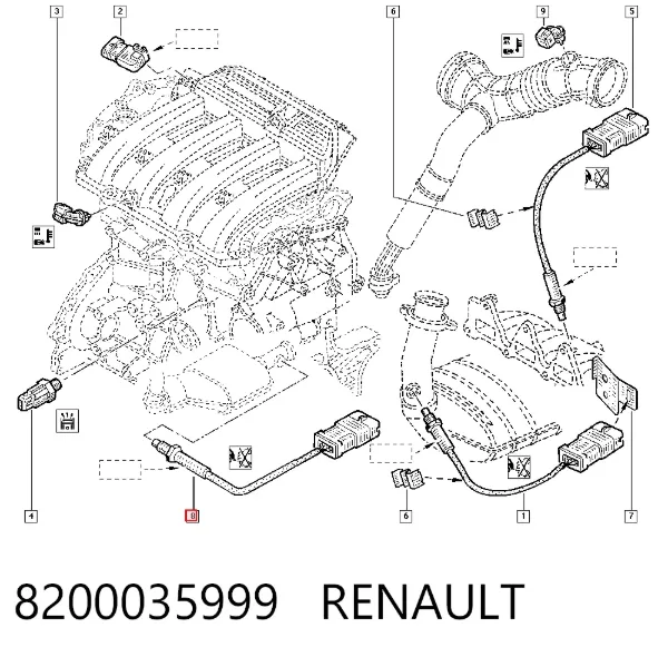 Sonda lambda de oxígeno posterior al catalizador 8200035999 Renault (RVI)