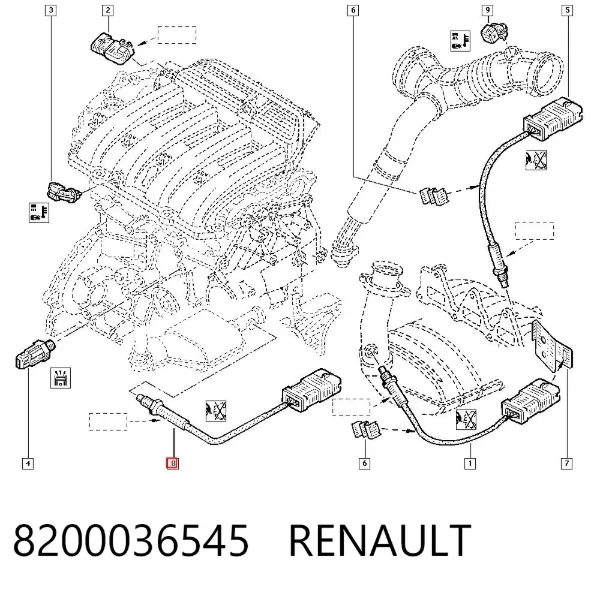 Sonda lambda de oxígeno posterior al catalizador 8200036545 Renault (RVI)
