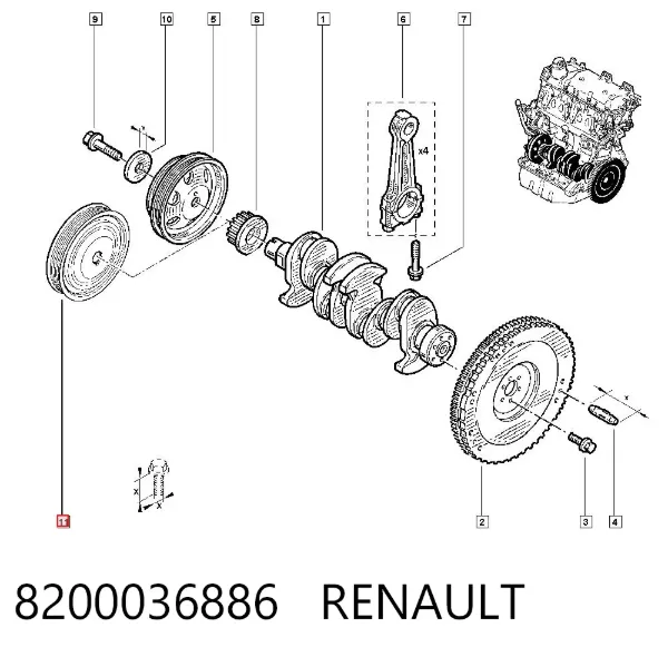 Polea de cigüeñal 8200036886 Renault (RVI)