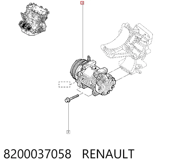Compresor de aire acondicionado 8200037058 Renault (RVI)