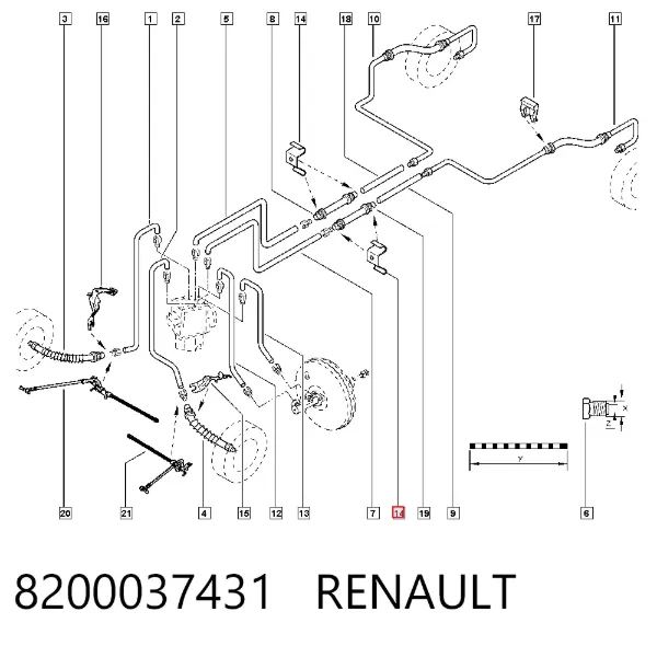 Abrazadera de fijación de la manguera de freno 8200037431 Renault (RVI)