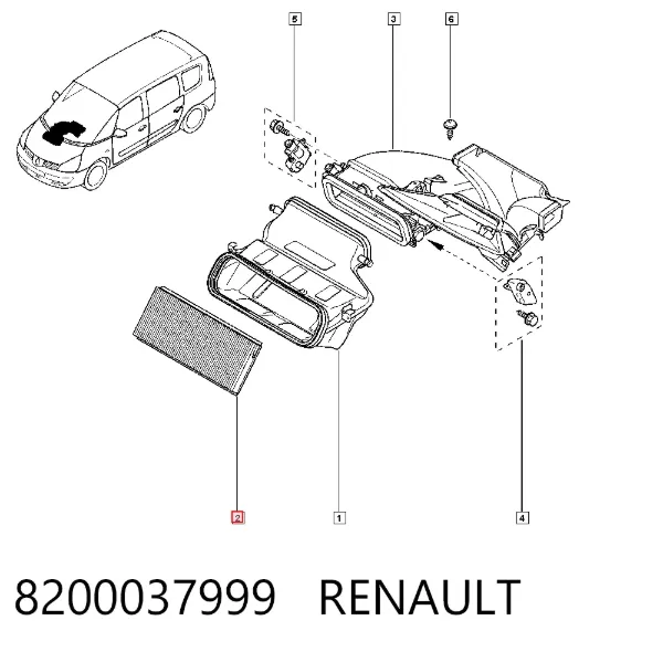 Filtro de habitáculo 8200037999 Renault (RVI)