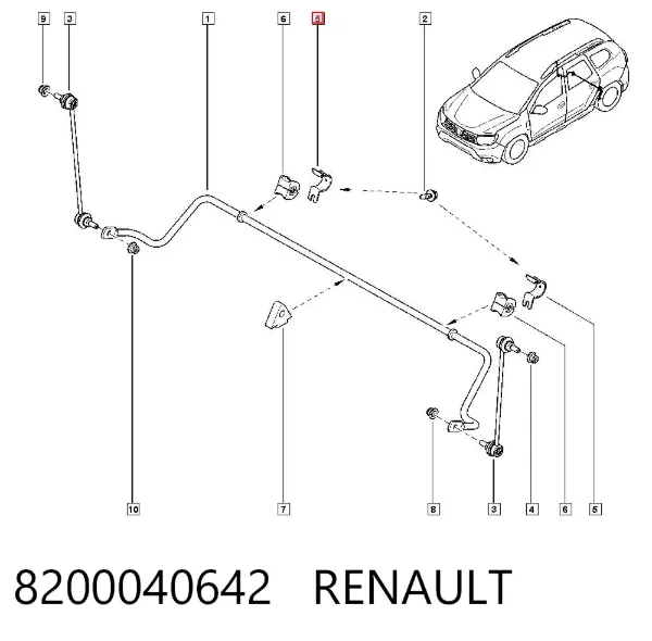 Abrazadera de la bieleta estabilizadora delantera 8200040642 Renault (RVI)