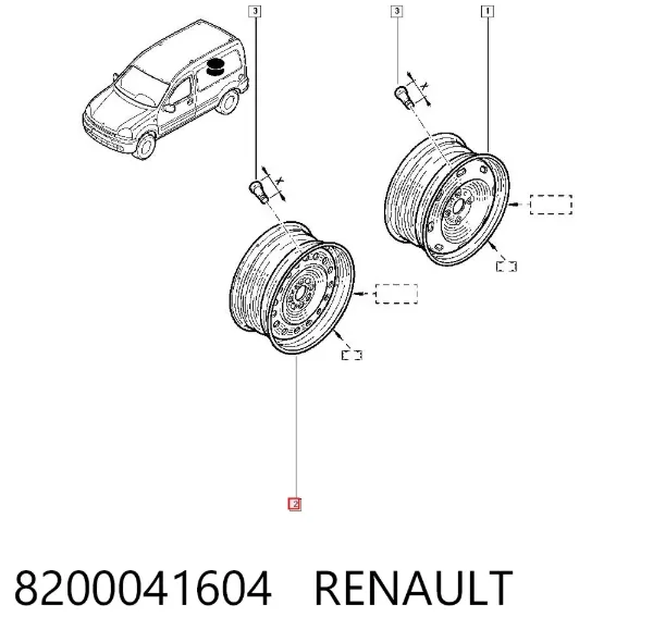 Llantas de acero (Estampado) 8200041604 Renault (RVI)