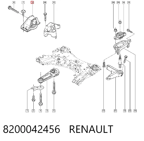 Soporte de motor derecho 8200042456 Renault (RVI)