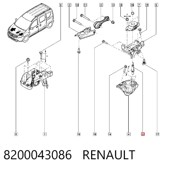 Taco de caja de cambios 8200043086 Renault (RVI)